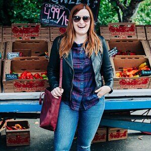 Pendleton Women’s Casual Plaid Shirt - Navy and Burgundy Size Large